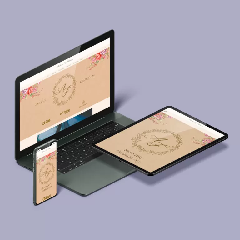 Site de casamento de Andressa Perkovski e Jakson Follmann, um trabalho de web design