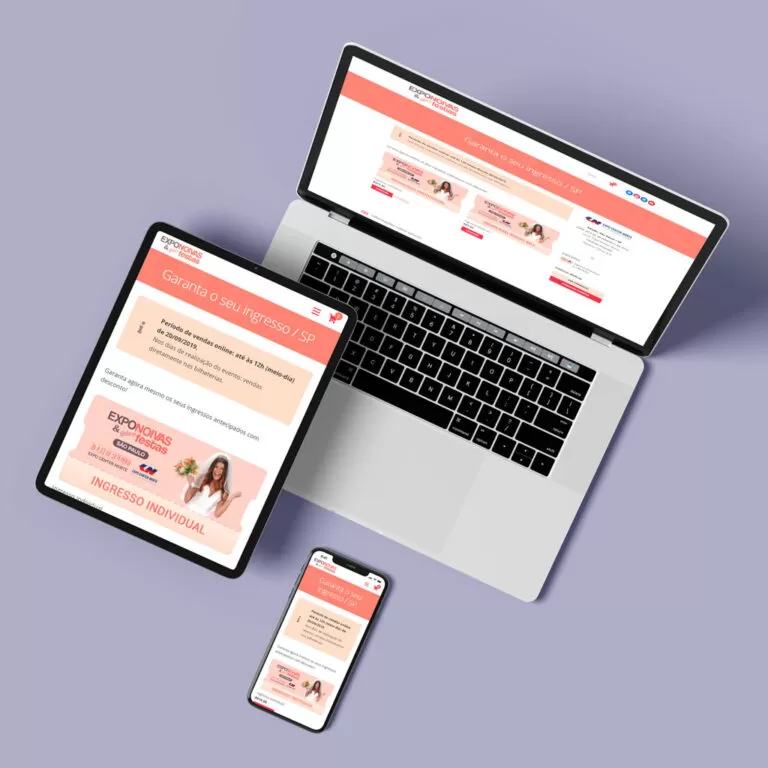 Site responsivo e loja virtual de venda de ingressos da Expo Noivas & Festas, um trabalho de web design