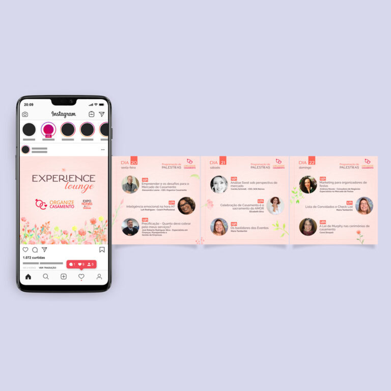 Postagens em mídias sociais da Expo Noivas & Festas