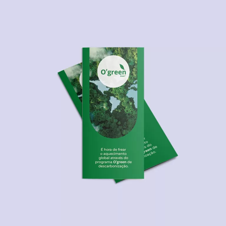 Folder O'green Brasil, falando sobre o programa de descarbonização