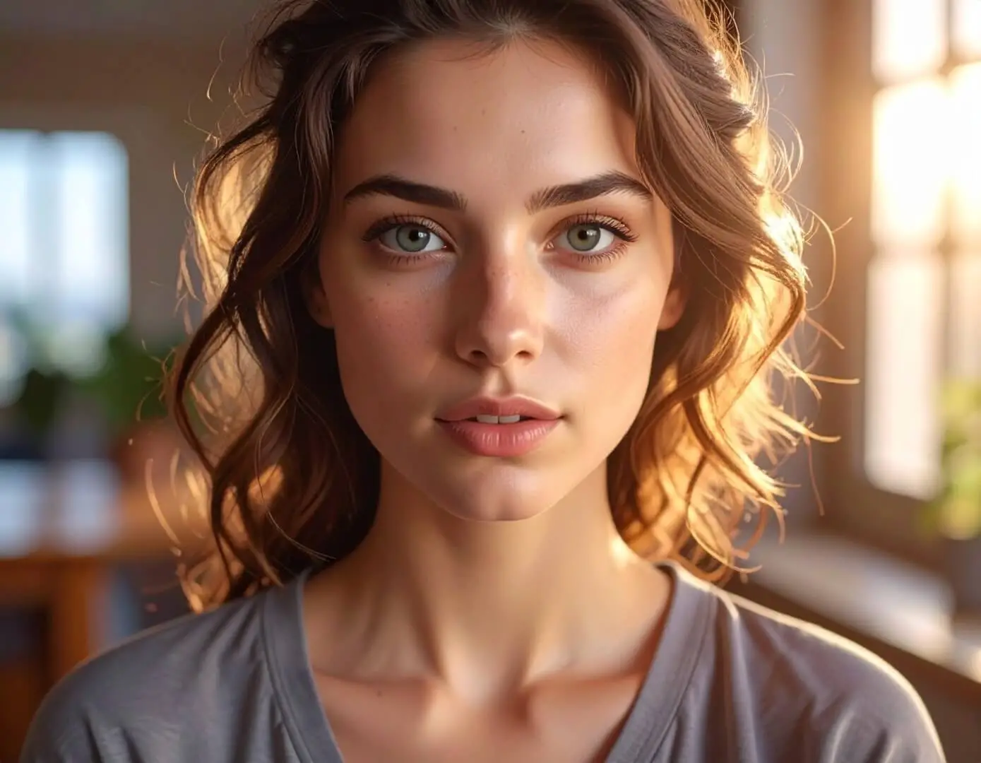 Generadores de Imágenes con IA: ¿Qué Son y Cómo las Crean? 2 Retrato de una mujer con luz natural y realismo fotográfico, creado por inteligencia artificial en Adobe Firefly.