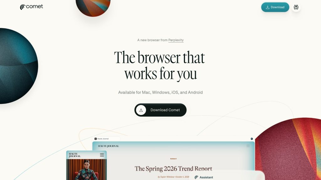 Screenshot da interface de Comet