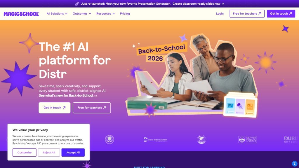 Screenshot da interface de MagicSchool