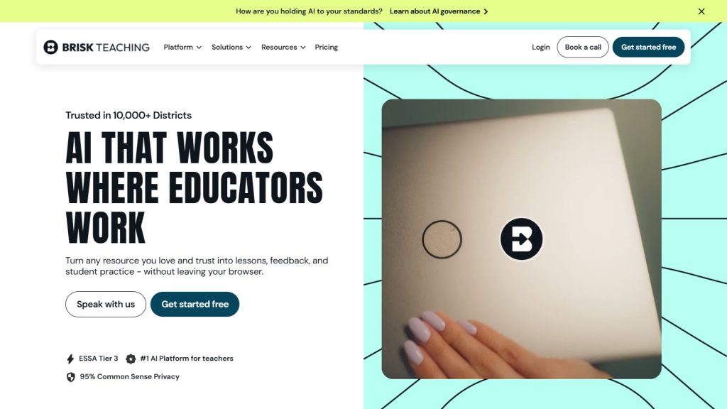 Screenshot da interface de Brisk Teaching