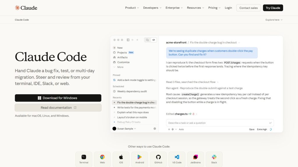 Screenshot da interface de Claude Code