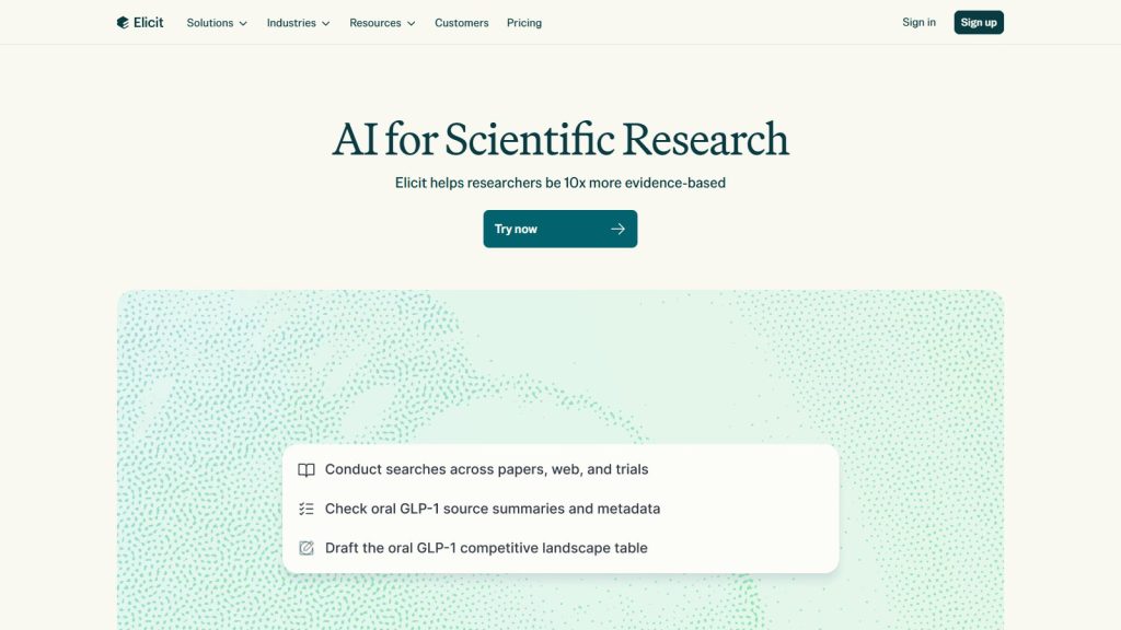 Screenshot da interface de Elicit