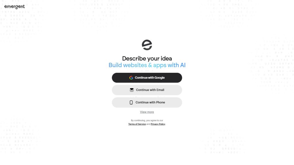 Screenshot da interface de Emergent