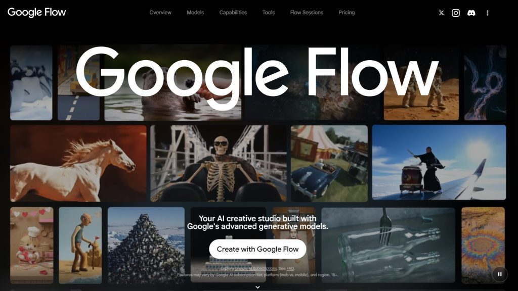 Screenshot da interface de Google Flow