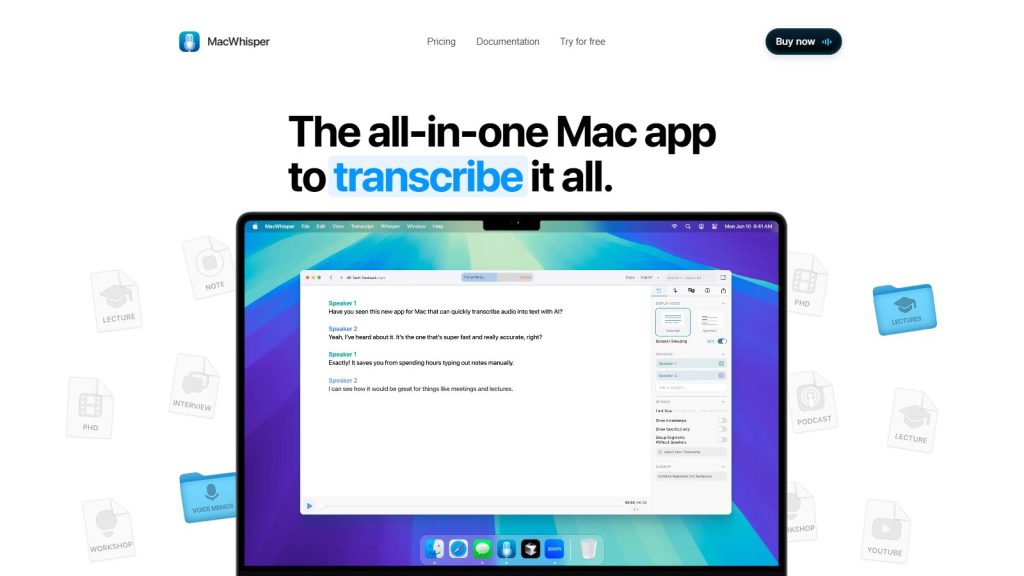 Screenshot of MacWhisper interface