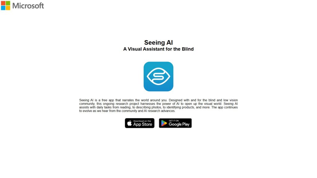 Screenshot of Seeing AI interface